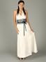 A-Line Floral Jacquard Halter Formal 5 IVORY