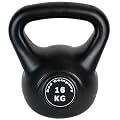 Kunststoff-ummantelte Kettlebell / Kugelhantel 16 Kg schwarz inkl. deutschsprachiger bebilderter Trainingsanleitung