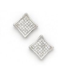 Solid 14K White Gold .16 Carat Micro Pavé Genuine Diamond Earrings
