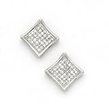 Solid 14K White Gold .16 Carat Micro Pave Genuine Diamond Earrings