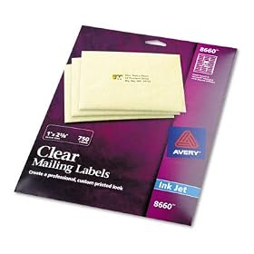 AVE8660 Ink Jet Clear Address Labels, 1 x 2-5 8, 750 per Pack by Avery