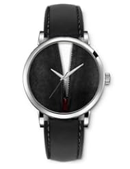 SPRAWL Aanalog Fashion Series Silver Ladies Watches of Genuine Black Leather Strap,Unique Wrist Watch for Women Girls Designed with Closing a sweater
