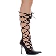 4 Inch Sexy Evening Shoe Classic Pump Shoe Style With Satin Knee High Wrap Around Calf With Zipper Black