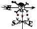 SWEN Products Farrell Series Skull & Cross Bones Flat Post Mount Weathervane ~New~