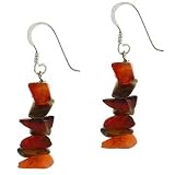 Genuine Carnelian and Tiger Eye Sterling Silver Dangle Earrings