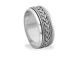 Handmade Braided knot sterling silver wedding band or promise ring~spins~8mm~ Sz4 to sz14