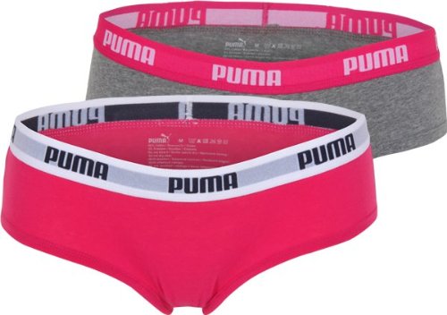 PUMA Damen Basic Hipster 2P, middle grey melange / pink, XS, 523015001