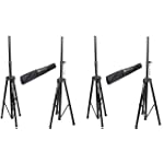 (2) Pairs Rockville RVSS2 Heavy Duty Adjustable Pro PA Speaker Stands + Carrying Cases