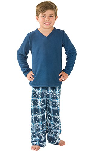 PajamaGram Big Boys' Blue Snowflake Fleece Pajamas