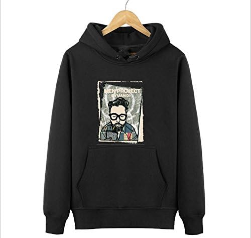 Shuoquan Men's Fleece Hoodies Pullover Hooded Sweatshirt Black M
