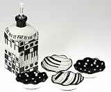 Oil Carafe with Four Mini Dipping Plates. Mod Music Collection By Julie Borden