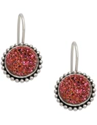 Sajen Sterling Silver 10X10 Flat Caribbean Drusy Quartz Drop Earrings