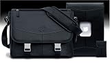 17 MacCase Premium Leather MacBook Shoulder Bag/ Sleeve /iPod Set - Black