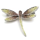 1.20 Ct.T.W. Multicolored Sapphire Dragonfly Brooch In 14kt White Gold. Pin
