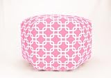 Floor Ottoman Pouf in Baby Pink and White Gotcha Chain Link