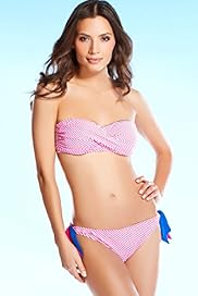Bandeau Pleat Ticking Striped Bikini Top