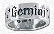 Solid Sterling Silver Zodiac Band Ring - Gemini