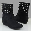 RESIN Women Studs Slouch Micro Suede Bootie Boot Black