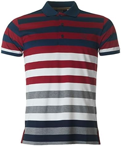 Paul And Shark Block Striped Short Sleeved Polo RED Large