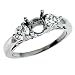 14k White 3 Stone Round 0.66 Ct Diamond Engagement Ring - Size 7.0
