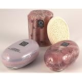 Imported Hand Poured Lavender Scented Glycerine Soap Set of 3 Bars, FREE Loofah Pad, CLOSEOUT