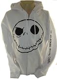 Nightmare Before Christmas Zip-Up Hoodie Sweatshirt - White with Jacks Face