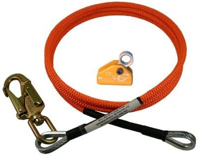 US RiggingArborist Wire-Core Flip Line with Rope Grab Adjuster and Swivel Snap Hook (1/2" Diameter x 10' Length)