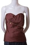 Marineblu Diagonal Pleated Zipper Sweetheart Padded Bustier Lined Top Brown
