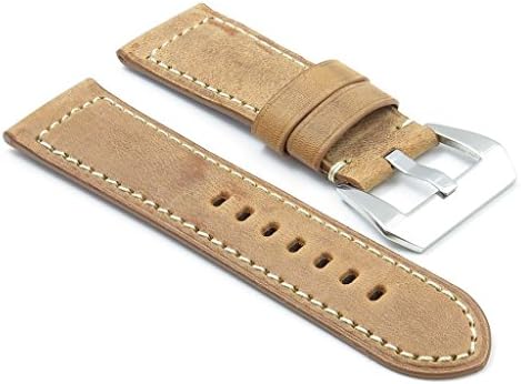 DASSARI Salvage Faded Tan Vintage Leather Watch Band for Panerai 22/20 22mm