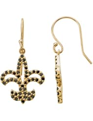 1/2 ct tw Black Diamond Fleur-De-Lis Earrings IN 14K Yellow Gold