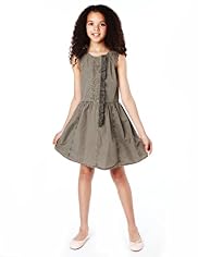 Pure Cotton Panelled & Frilled Placket Dress