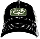 Guinness Alcohol Beer Bottle Opener Hat - Black Overstitch Logo Adjustable Baseball Cap