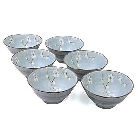 6 pc Japanese rice soup bowl set Sakura LB by sasha