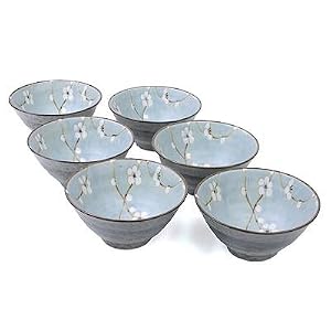 6 pc Japanese rice soup bowl set Sakura LB by 