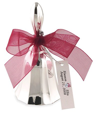 Wedding Favors: Silver Bell Favor with Organza Ribbon - Set of 12