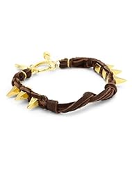 Ettika Colored Deerskin Leather Small Pyramid Spikes Station Bracelet
