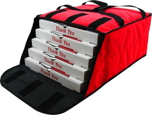 16-18" Red Stain Resistant Pizza Delivery Bag, Holds (4-5) 16-18" Pizzas, Side Loading, Case Qty (1)