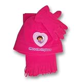 Girl's Nick Jr. Dora the Explorer Fleece Hat, Scarf and Gloves - 3 Piece Set (3-6)