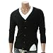 Mens Casual V-neck Button Cardigan Sweater BLACK - ASIAN XL (009D)