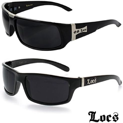 LOCS 2 Pair Black Gangster Sunglasses 45 & 25