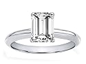 1.00 cttw Genuine White Topaz Emerald Cut Engagement Ring - 14kt White or Yellow Gold