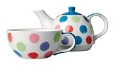 Kitchen & Housewares : Teapot & Cup with Spotty Design - Tea For One