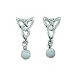 Earrings White Pearl Dust Bead Design Post Silver Toned Irish Celtic Trinity Knot