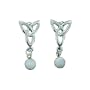 Earrings White Pearl Dust Bead Design Post Silver Toned Irish Celtic Trinity Knot