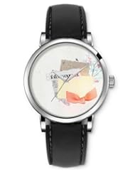 SPRAWL Aanalog Fashion Series Silver Ladies Watches of Genuine Black Leather Strap,Unique Wrist Watch for Women Girls Designed with Envelope and letters