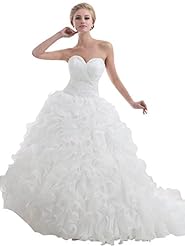  Sweetheart  Beaded Lace Natural   Waistline Organza Floor Length  Ball Gown  Dress With Ruffles