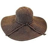 Black & Tan 6″ Wide Large Brim Ribbon Beach Floppy Hat