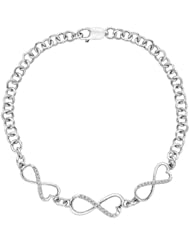 Diamond Infinity Heart Bracelet in Sterling Silver (0.11 cttw)