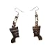 African Nefertiti Bone Dangle Earrings, Dark Brown