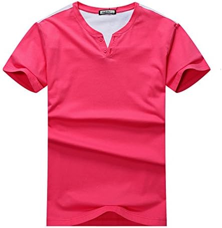 Andy Rui Men's Summer Back Patchwork Rose Red T-shirt Pure Cotton Size S-2XL (X-Large)